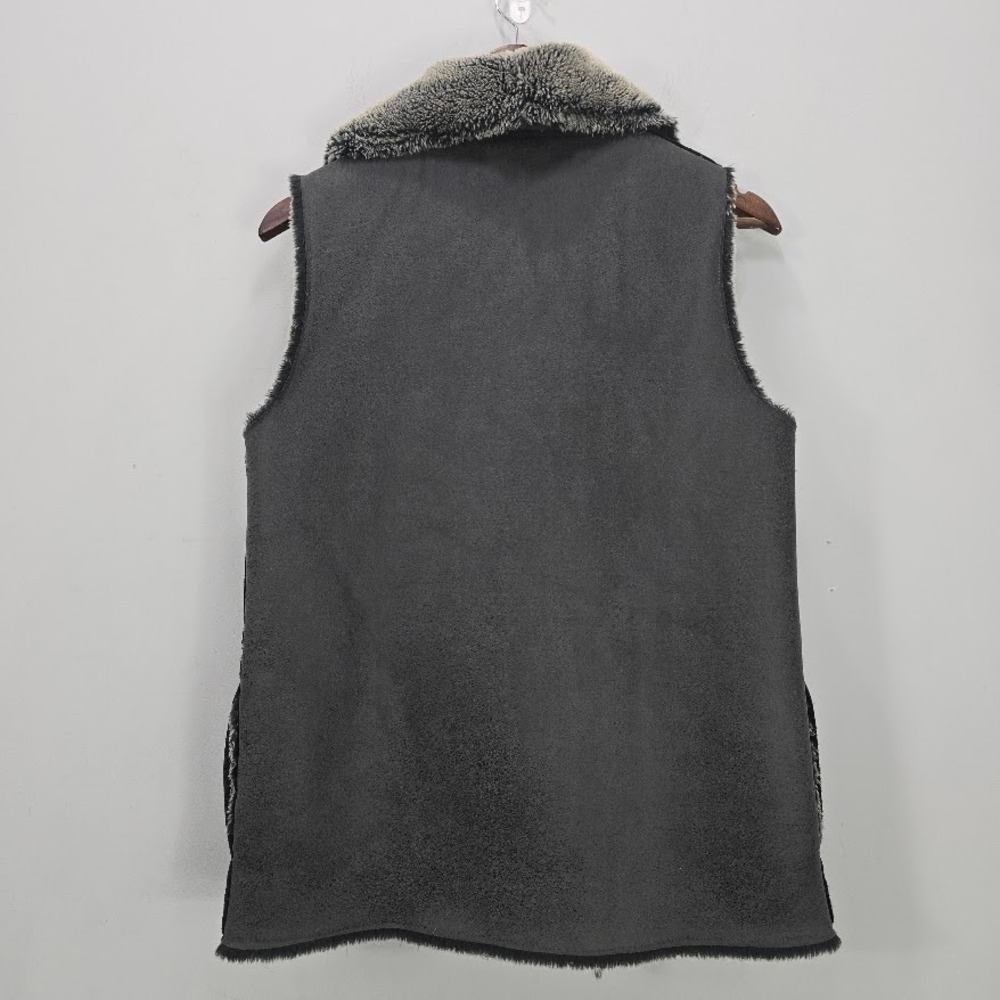 Velvet Vest Women's S Gray Faux Suede Fur Lined Open Front Western Baddie Cozy‎ - Picture 4 of 7